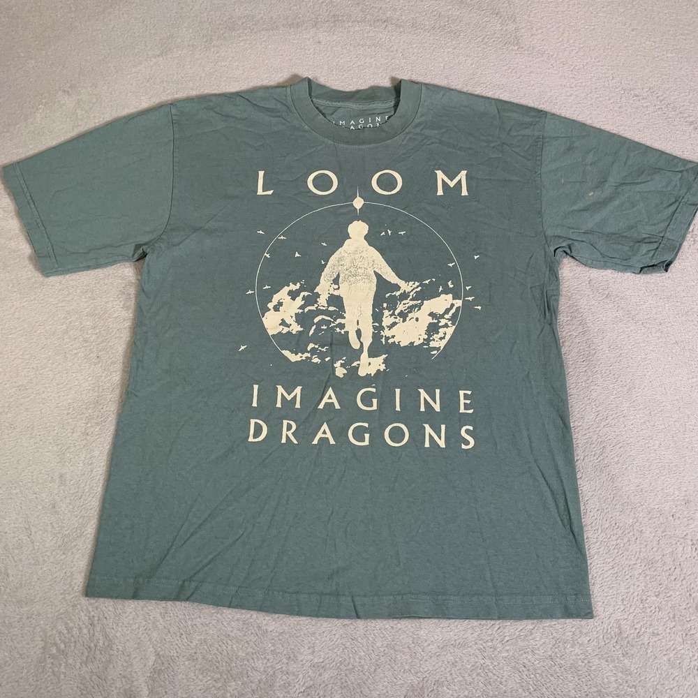 Imagine Dragons Shirt Mens Medium Green Loom World Tour 2024 Graphic Concert Tee